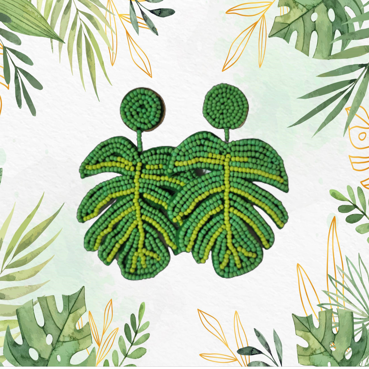 Planta Monstera - Aretes Artesanales